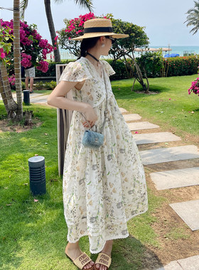HEIDY海蒂夏季双色V领娃娃裙