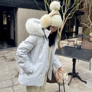 heidy海蒂 冰川蓝雪服防风防泼水90鹅绒狐狸毛收腰羽绒服颗粒绒里