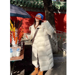 heidy海蒂  迷雾灰白 大翻领排骨显瘦鹅绒长款羽绒服女2025秋冬