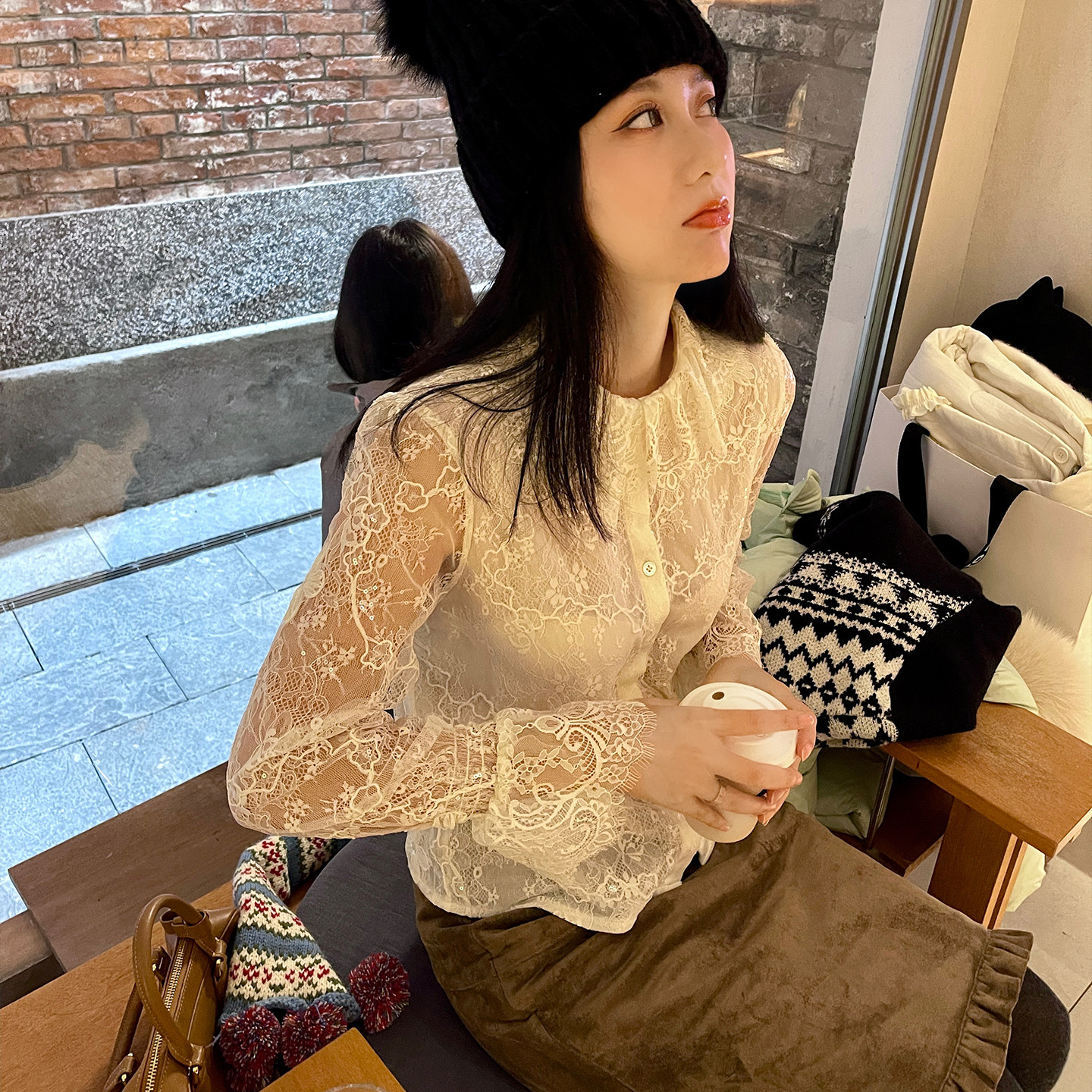 heidy海蒂 新年闪耀 荷叶边娃娃领闪片衬衫假透肉双层蕾丝衬衣,女装/女士精品,蕾丝衫/雪纺衫,淘宝优惠券,粉丝福利购,淘宝优惠卷