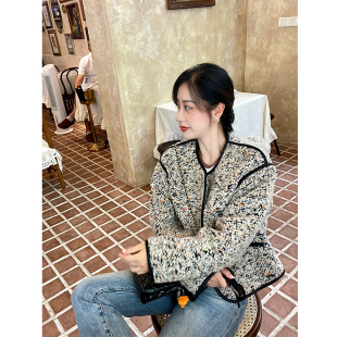 毛呢外套 小香风圈圈羊毛外套女2026春秋短款 heidy海蒂 夹色雪妮