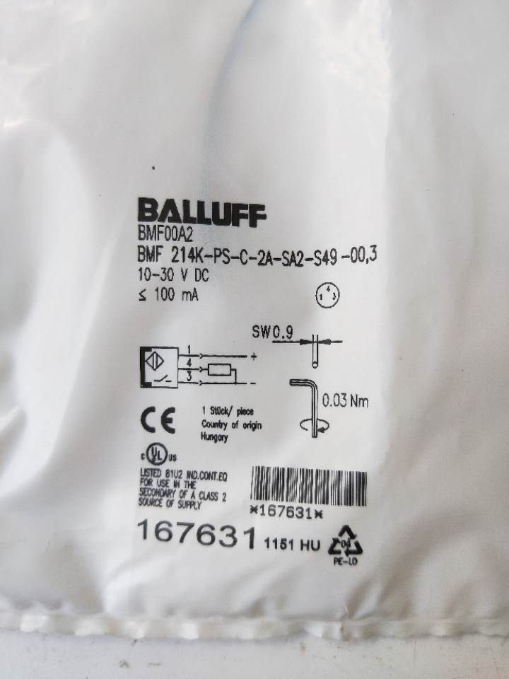 188-全新正品巴鲁夫 BMF00A2 BMF 214K-PS-C-2A-SA2-S49-00,3实物