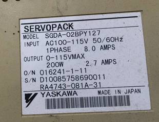 02BPY127 二手安川驅動器 SGDA 190