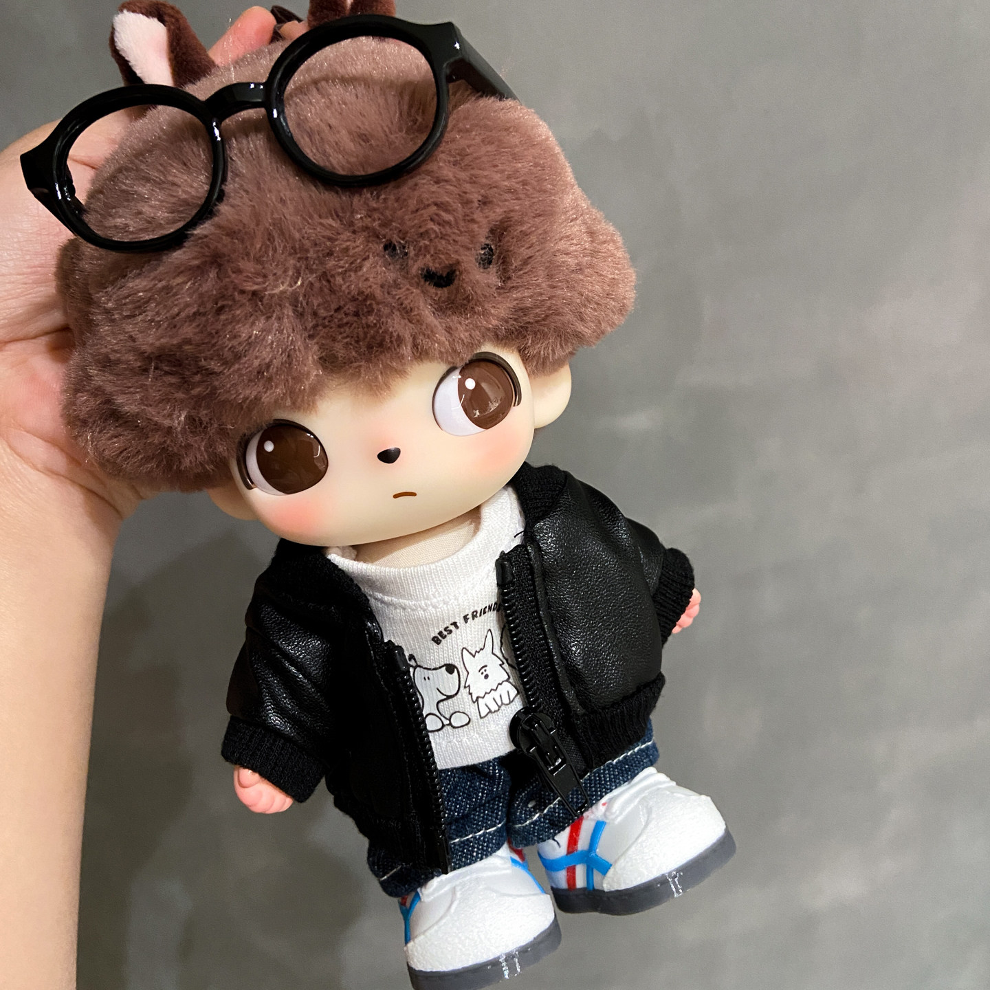 Dimoo系列搪胶娃娃穿的皮衣+牛仔裤套装配套定制娃鞋心动特调娃衣,模玩/动漫/周边/娃圈三坑/桌游,潮玩娃衣,淘宝优惠券,粉丝福利购,淘宝优惠卷