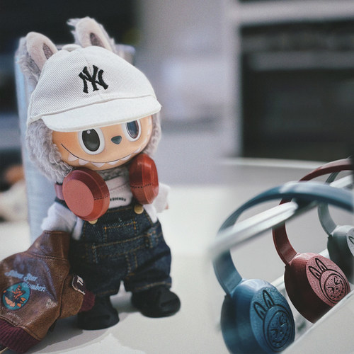 labubu挂件朋克金属风格头戴耳机