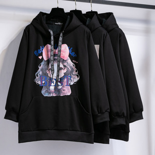 300-350斤胸围170加肥超大码加绒保暖卫衣胖妈妈中年打底上衣冬天