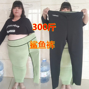 高腰显瘦外穿紧身小脚裤 冬胖女生裤 保暖 鲨鱼裤 300斤加绒加厚大码