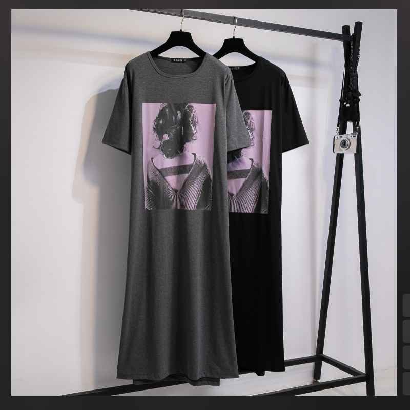 300-400斤胸围170睡裙夏短袖大码连衣裙女可外穿中长裙子家居服