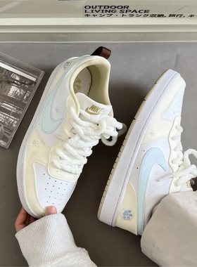 球鞋定制 Nike Court Borough Low 猫爪印印清新可爱低帮女款板鞋
