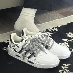 球鞋定制 Adidas neo Courtbeat 黑白涂鸦经典百搭男女低帮板鞋