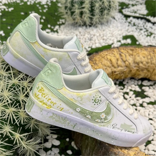 球鞋定制 Nike Court Royale 薄荷种子清新泼墨手绘低帮男女板鞋