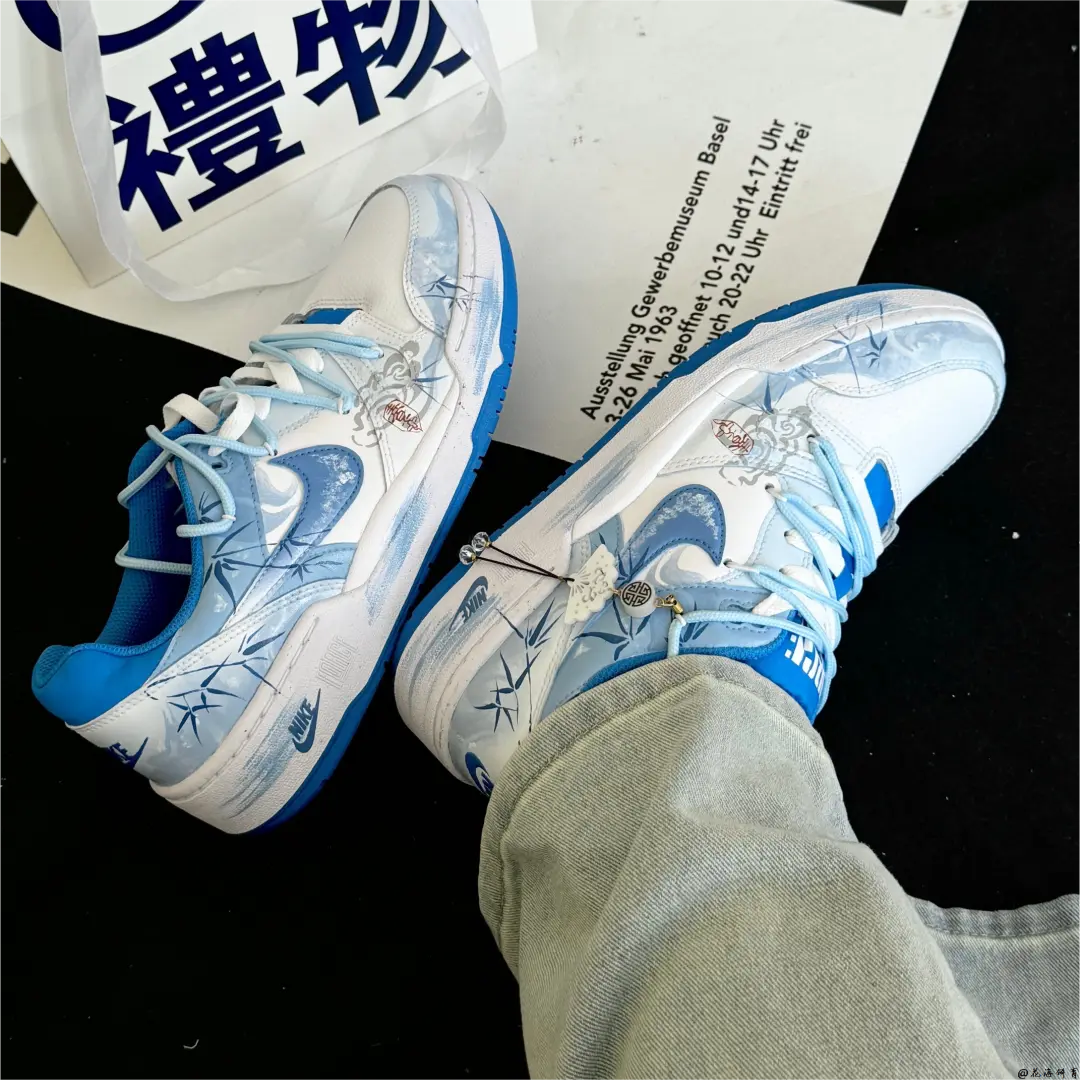 球鞋定制 Nike Full Force云竹水墨中式晕染简约国风男女低帮板鞋