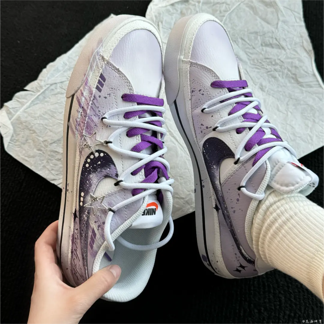 球鞋定制 Nike Court Legacy 星月神话嘻哈涂鸦撞色男女低帮板鞋