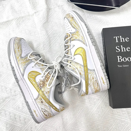 球鞋定制 Nike Dunk太阳神阿波罗斑驳感烫金工艺男女休闲低帮板鞋