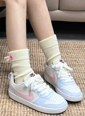 球鞋定制 Nike Court Borough 海盐奶泡甜妹可爱温柔百搭低帮板鞋