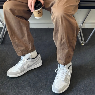 Air Jordan 1 碎冰蓝清新休闲百搭减震防滑耐男女低帮复古篮球鞋