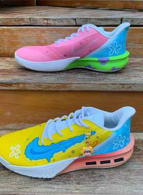 球鞋定制 Nike Precision 7 粉黄鸳鸯可爱二次元低帮男女篮球鞋