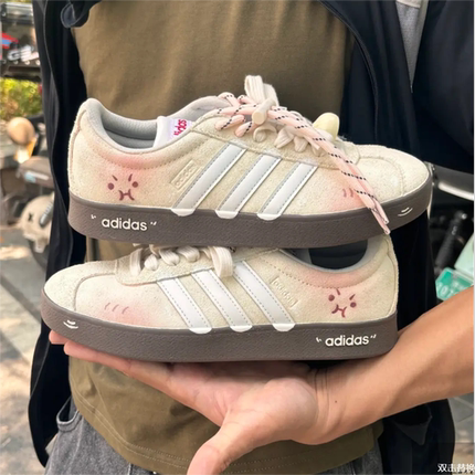 球鞋定制 Adidas neo VL 奶黄包甜美可爱校园风低帮复古女款板鞋