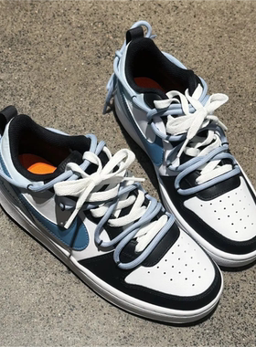 球鞋定制 Nike Court Borough Low 叙夏晚梦百搭白蓝低帮女款板鞋