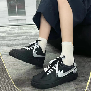 球鞋定制 Nike Air Force 1 空军一号酷黑银翼黑武士低帮男女板鞋