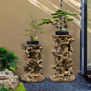 花园装饰太湖石树脂底座仿石墩户外庭院盆景别墅露台花盆花架摆件