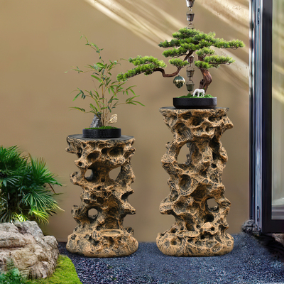 花园装饰太湖石树脂底座仿石墩户外庭院盆景别墅露台花盆花架摆件