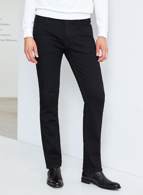 TIMEABLE 男士加绒加厚秋冬保暖弹力经典直筒牛仔裤黑色TA-Z215