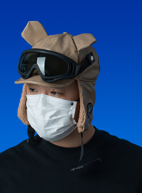 DABOE眼镜飞行员护耳帽男女冬季保暖雷锋帽皮质骑行户外御寒帽