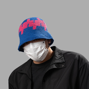 DABOE秋冬日系复古手工编织盆帽毛线撞色遮阳显脸小男女渔夫帽