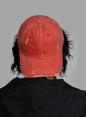 DABOE日系复古水洗男做旧鸭舌帽遮阳百搭女工装破洞重磅棒球帽