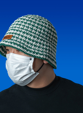 DABOE日系复古条纹大头围显瘦休闲毛线帽手工钩编出游百搭渔夫帽