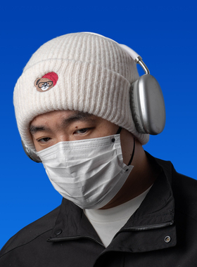 DABOE日系可爱熊卡通刺绣毛线帽男女冬季保暖针织帽防寒大头帽子