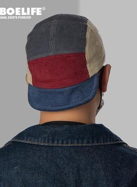 DABOE复古日系灯芯绒男女短檐鸭舌帽弯檐文艺时尚五片休闲棒球帽