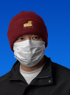 DABOE日系刺绣小狗针织毛线帽简约男女秋冬街头休闲冷帽套头帽