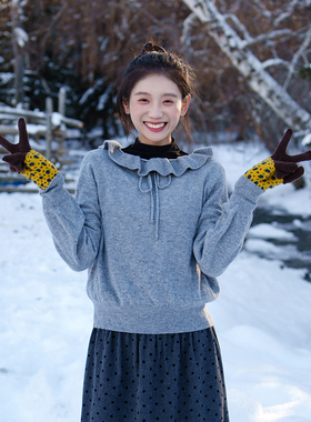 古苔 可调节花瓣领毛衣 秋冬内搭单穿 灰色中和了一点可爱针织衫