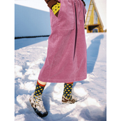 直筒超显瘦 古苔 粉色圣诞灯芯绒半裙 梨形bi冲日系文艺简约裙子