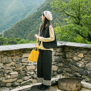 古苔「两面穿」日系复古羊毛马甲秋冬叠穿保暖苹果型精致女孩bi入