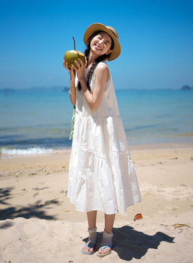 古苔 小白裙 清爽随性夏日日系穿搭100棉亲肤显瘦小个子连衣裙女
