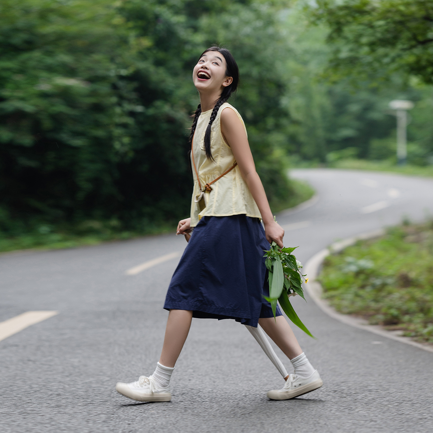 古苔日系休闲裙裤100%冰花棉夏季