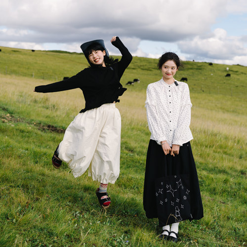 古苔星星系列花边木耳边秋冬衬衫