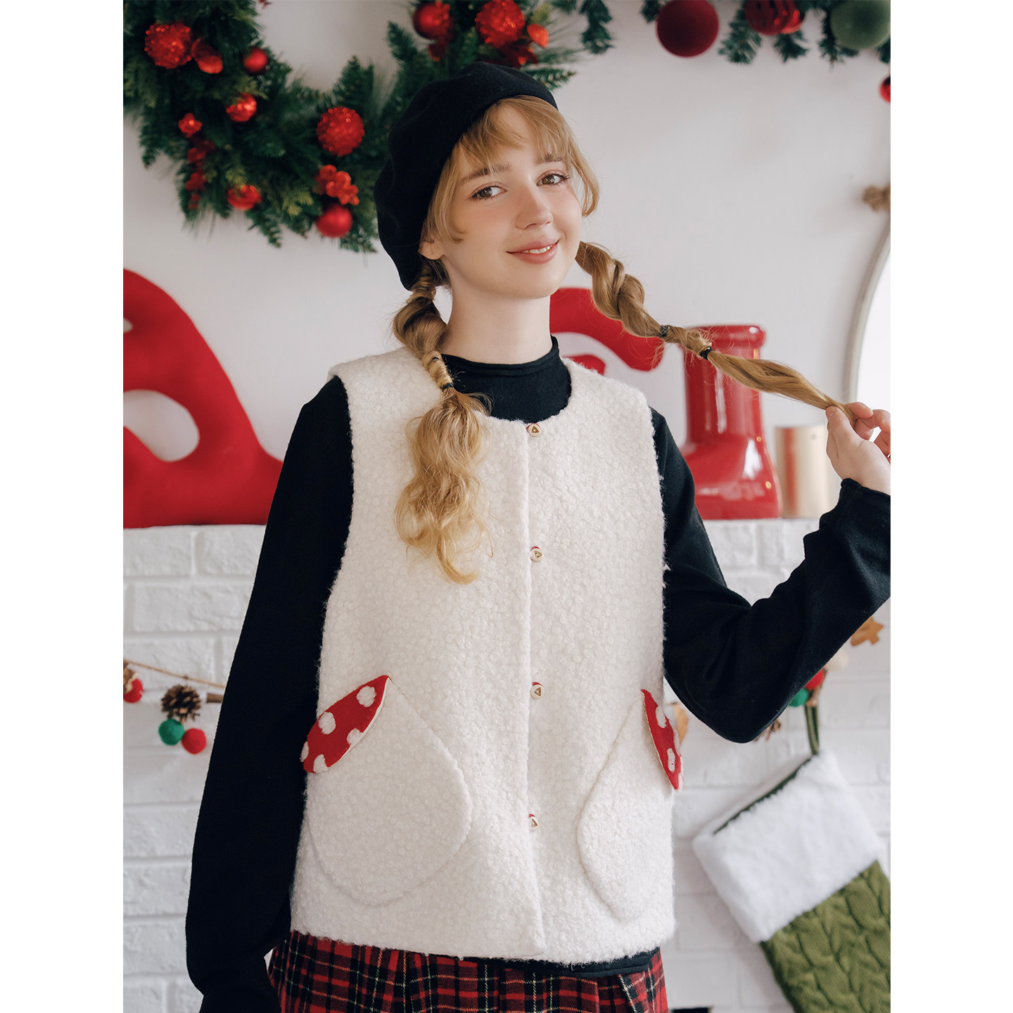 圈圈毛马甲古苔费尔岛毛衣绝搭女