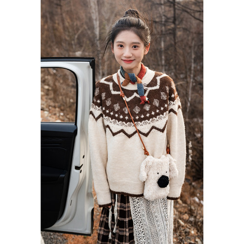 古苔冬日氛围感靠这件费尔岛毛衣