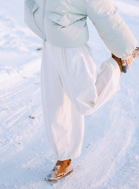 古苔「藏肉裤子」灯芯绒灯笼气球裤 日系文艺显瘦休闲通勤9分裤子