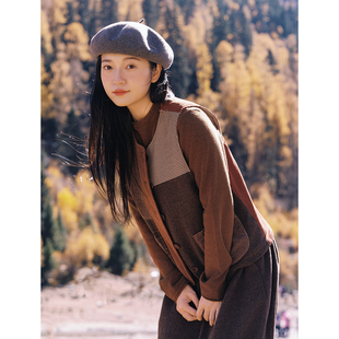 古苔 秋色拼布马甲 很有手作感 秋冬三明治穿搭内搭单品 显瘦马夹