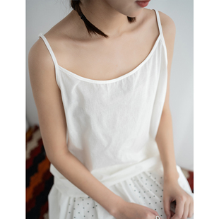 纯棉女装 搭配苎麻专用打底衫 防透内搭家居上衣女 基础吊带衫 古苔