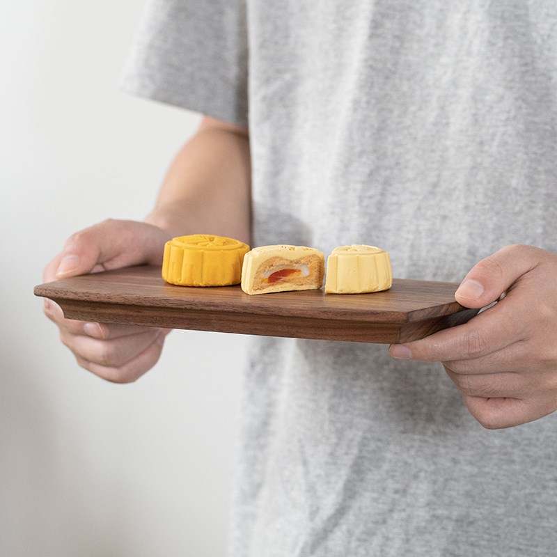 日式黑胡桃木咖啡器具p托盘木质下午茶甜品盘实木干泡茶具茶盘家