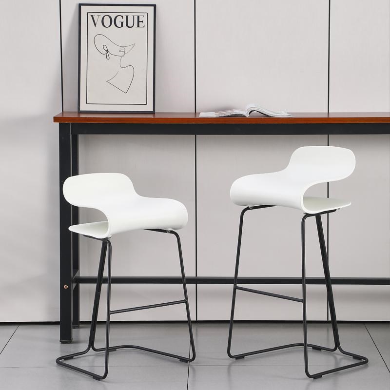 北欧简约吧椅现代极简塑料靠背吧台椅家用铁艺设计U师创意高脚凳