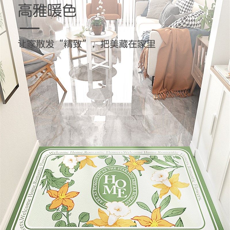 入户门地垫pvcl可擦免洗进门门口踩脚垫美式新款玄关门垫皮革地毯