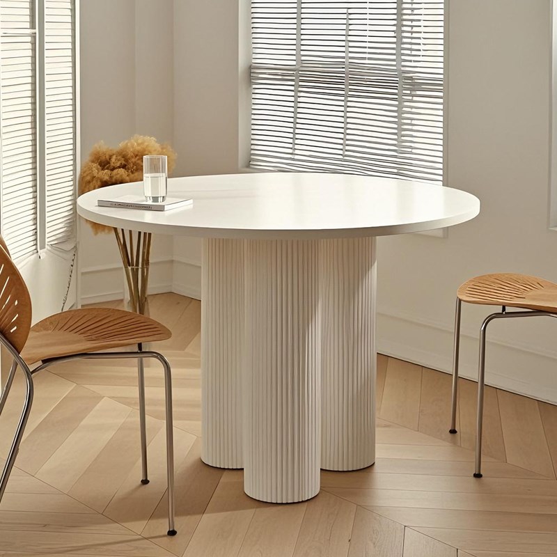 孟菲斯奶油风圆形餐桌家用小户型多巴胺设计O师办公书桌咖啡店圆