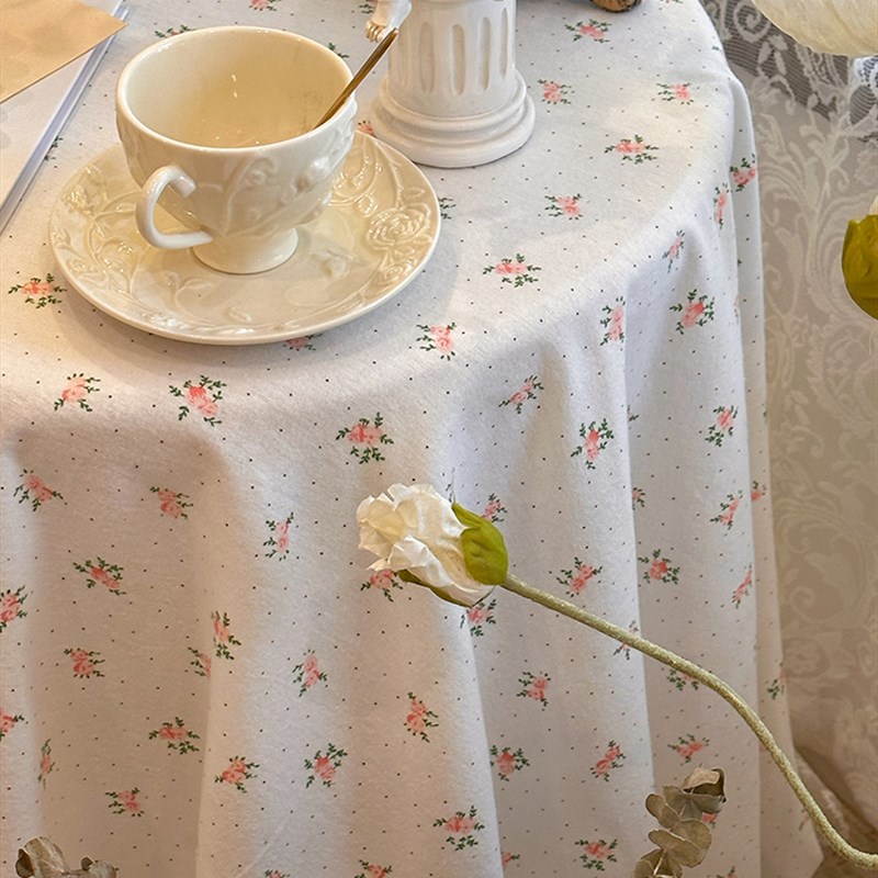 韩式田园奶油风i棉布小清新刺绣花边茶几餐桌布长方形台布防尘布